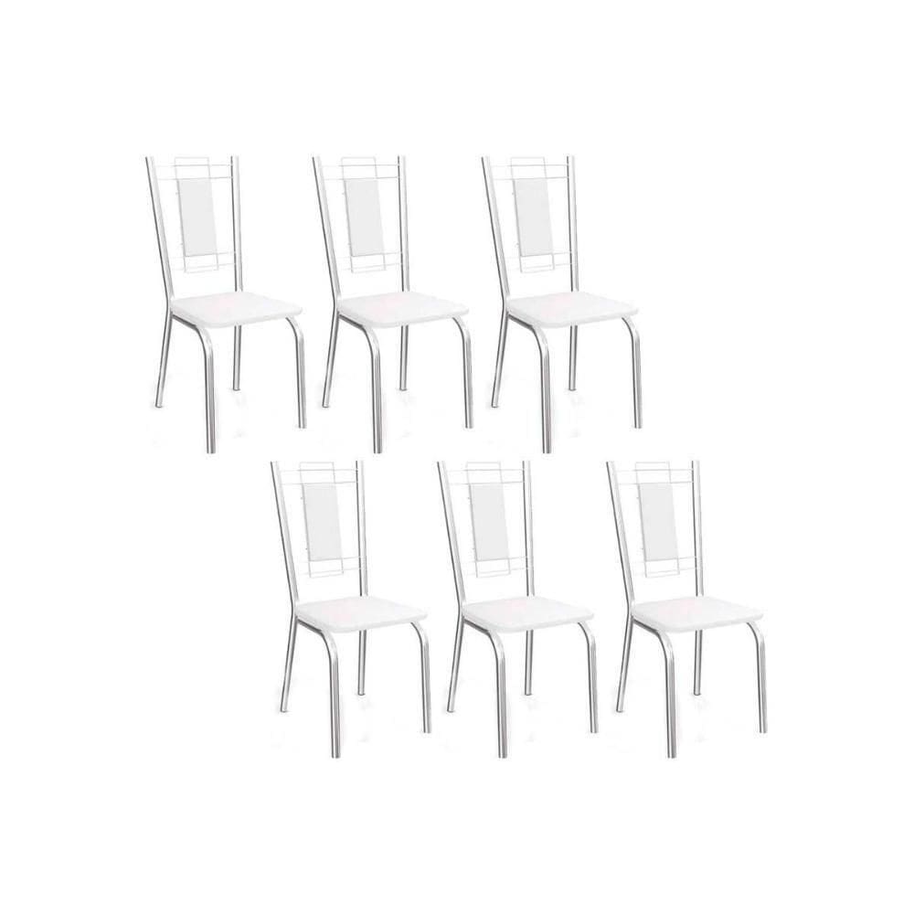 Kit 6 Cadeiras De Cozinha Florença 2c005 Aço 6 Uni Cromada-branco 106 - Kappesberg