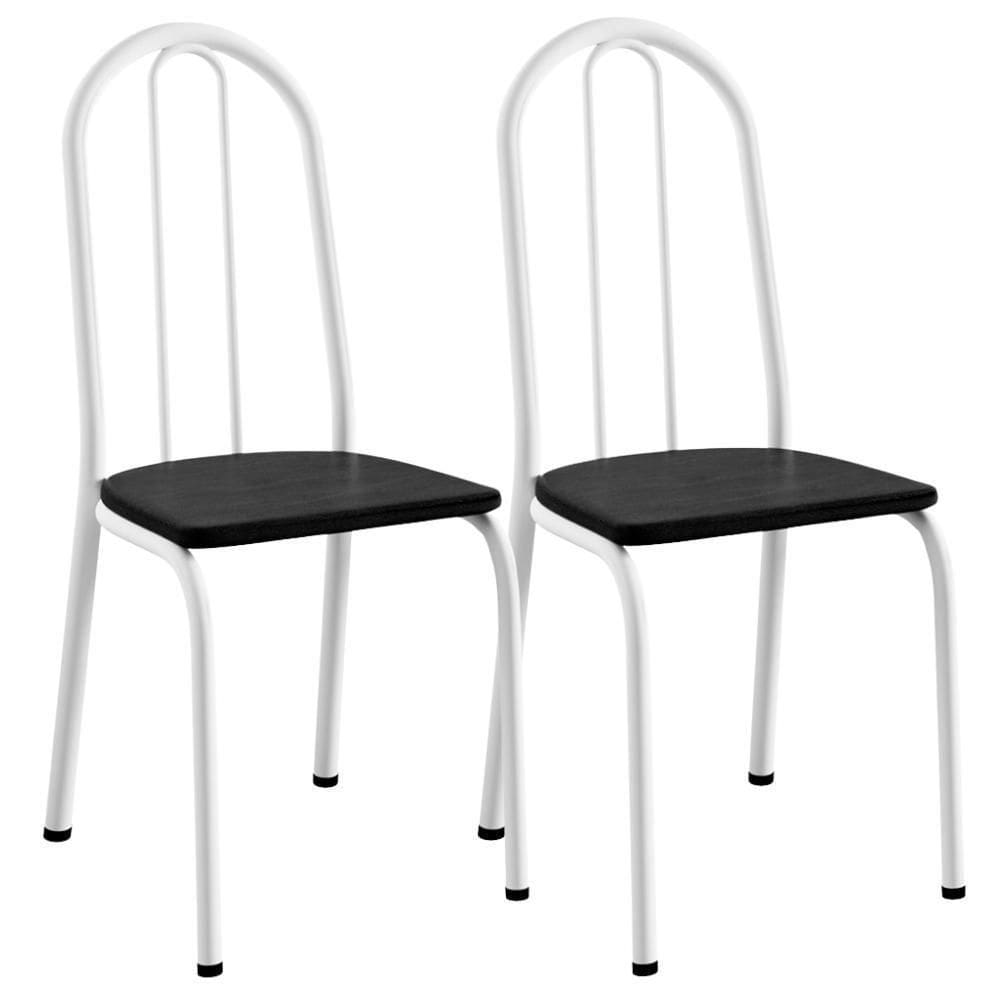 Kit 02 Cadeiras Tubular America 050 Branco Assento Preto Artef Preto