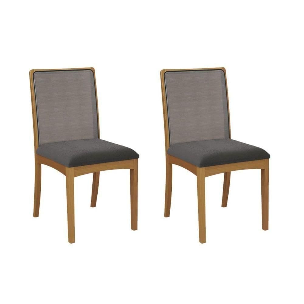 Cadeira De Cozinha Lara 2cmm009ca Premium Madeira Maciça Kit 2 Un Carvalho-boucle Grafite-tela Grafite - Kappesberg