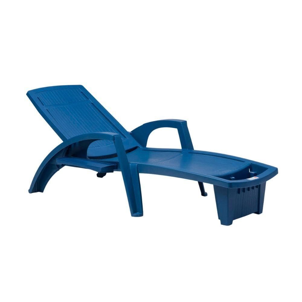 Espreguiçadeira Sole Reclinável Azul Anil Em Polipropileno Com Proteção Uv Pisani