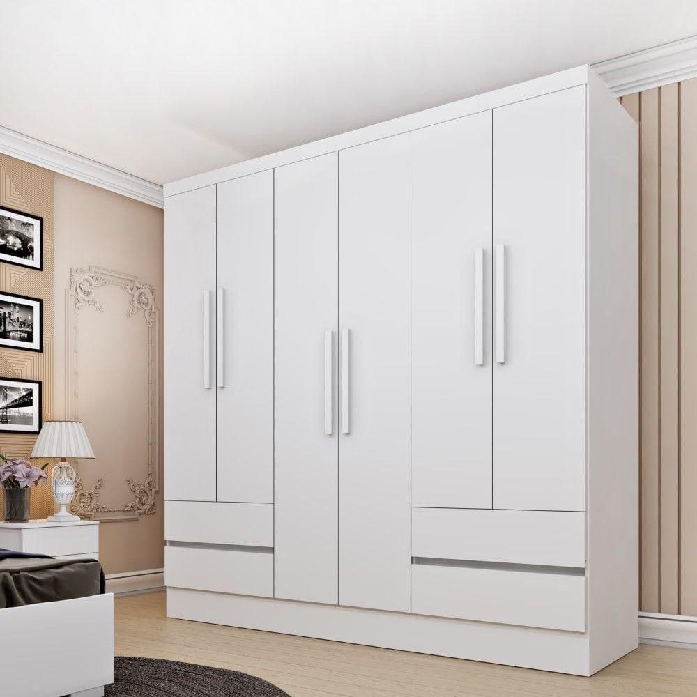 Roupeiro Oregon 6 Portas Sem Espelho E 4 Gavetas Tcil Cor:neve