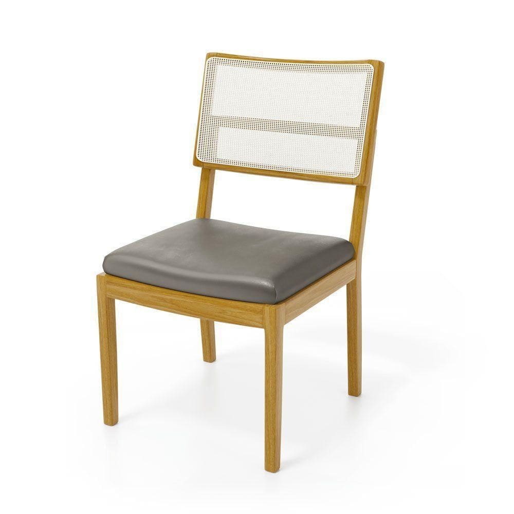 Cadeira Milena Madeira Maciça Assento Estofado Encosto De Tela Sintética Veludo Chumbo 109