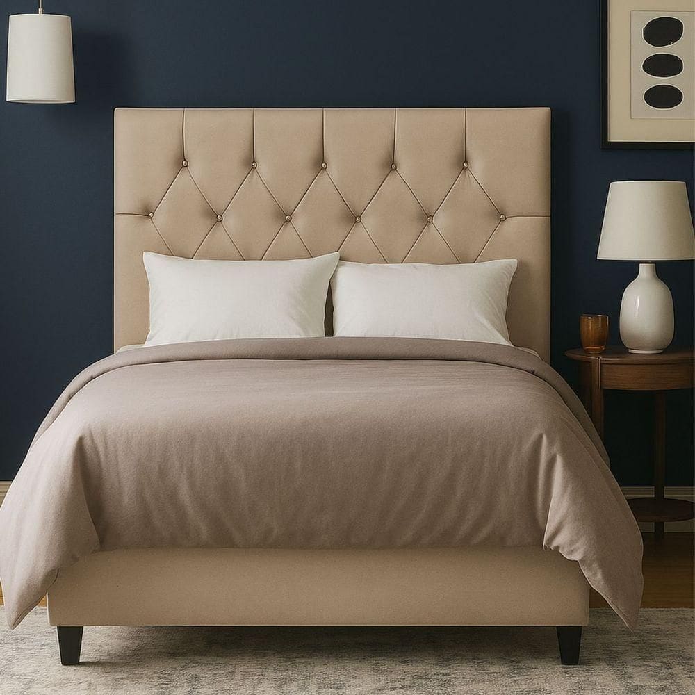 Cabeceira Para Cama Casal 140 Cm Júlia Com Frame Suede Bege