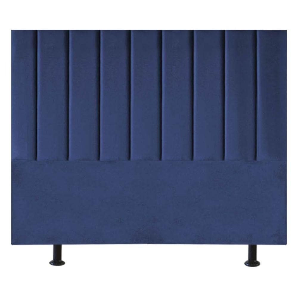 Cabeceira Cama Box King Size Estofada 195 Cm Carla Suede Azul Marinho
