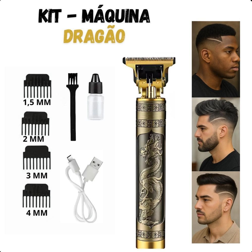 Máquina De Cortar Cabelo E Barba Sem Fio, Dragão Dourado