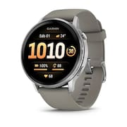 GPS Garmin Venu 4 Prata com Pulseira de Silicone Cinza 45mm