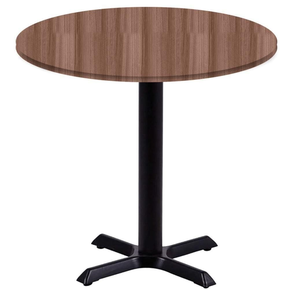 Mesa ô Ferro Preto 74 Cm (alt) Base Em X Tampo Mdp Redondo 70 Cm (larg) X 2,50 Cm (alt) Walnut