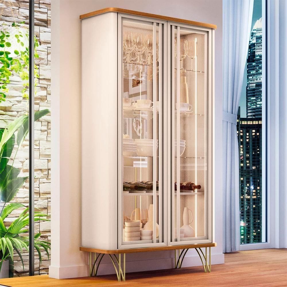 Cristaleira Evora Sala De Estar Com Adega Pes De Aço