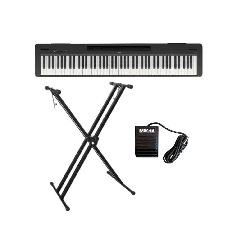 Piano Digital Yamaha P-145 Bluetooth - 88 Teclas GHC Toque Realista + Suporte em X + Pedal Sustein