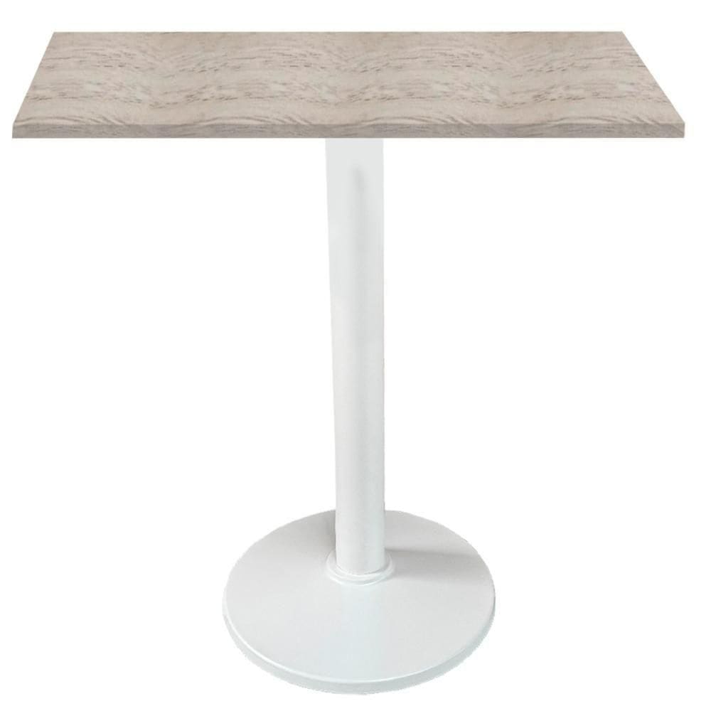 Mesa Zeta Ferro Branco 75 Cm Alt Disco Redondo Tampo Mdp Quadrado 60 Cm Larg X 2,5 Cm Alt Castanheira