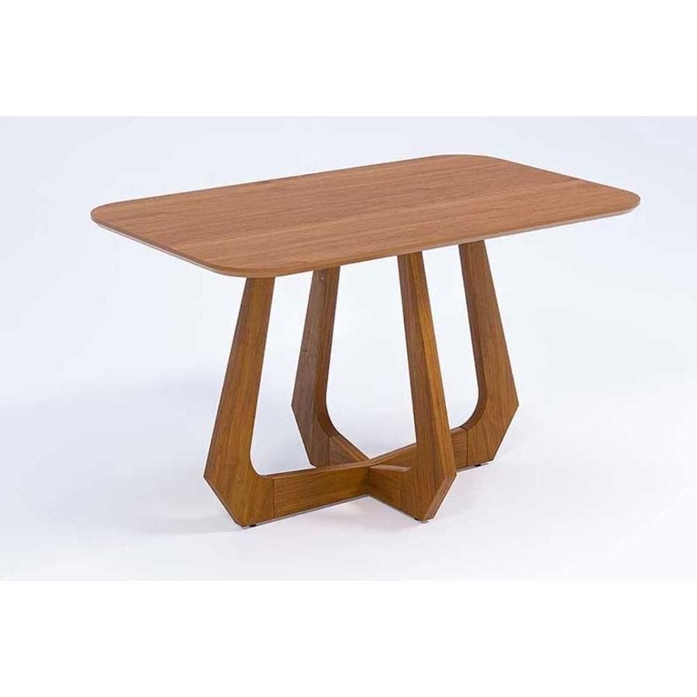 Mesa De Sala Jantar Bromélia Natuame C/ Tampo Madeirado 130x80cm Carvalho/cinamomo - Cimol