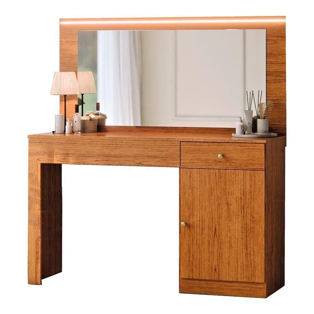 Penteadeira Camarim Nina 1 Porta E 2 Gavetas Canela - Mobler Canela