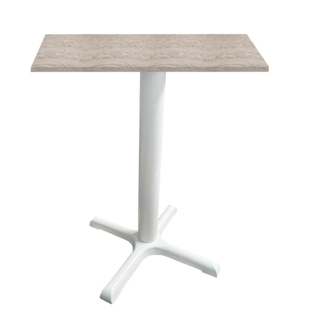 Mesa ô Ferro Branco 74 Cm (alt) Base X Tampo Mdp Quadrado Castanheira 80cm (larg) X 2,50cm (alt)