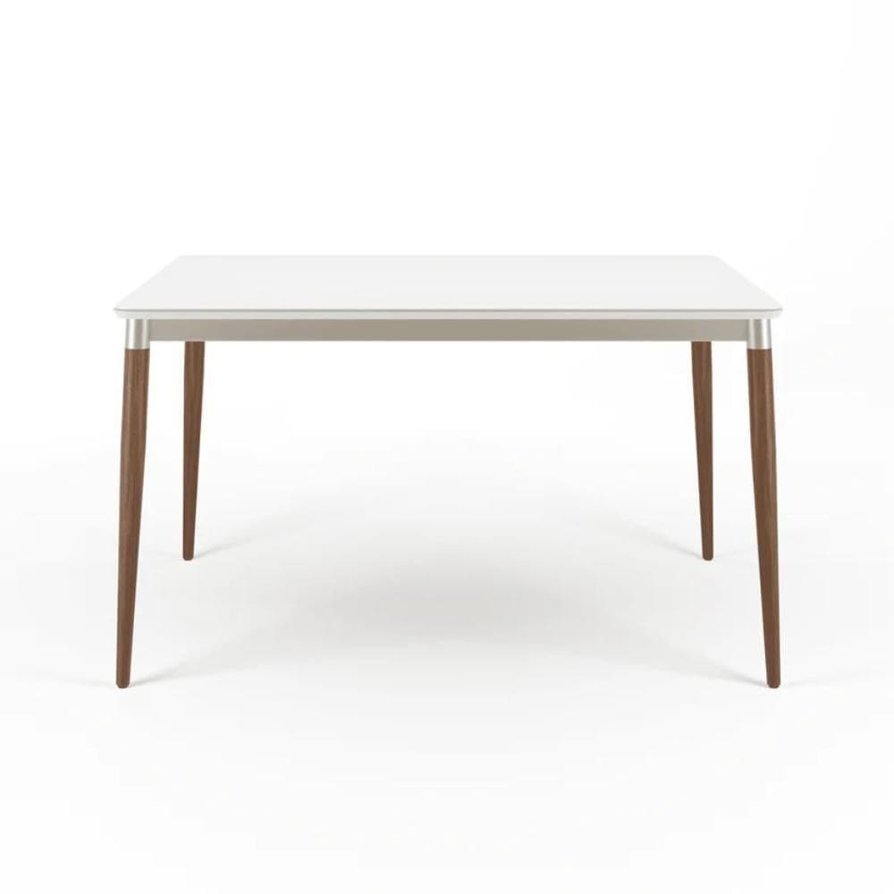 Mesa De Jantar Retangular Com Tampo De Vidro Abbey Off White 135cm