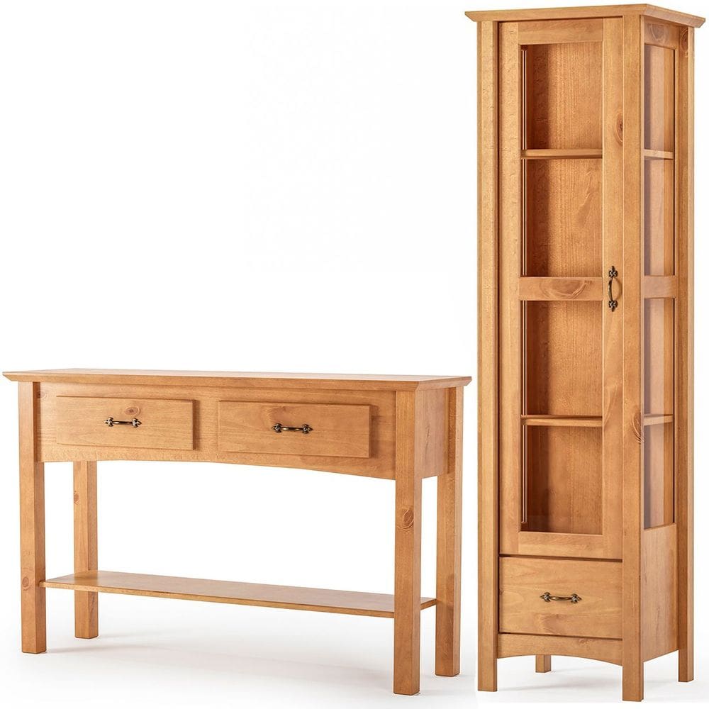 Kit Cristaleira 1 Porta e Aparador 100% Madeira Anne