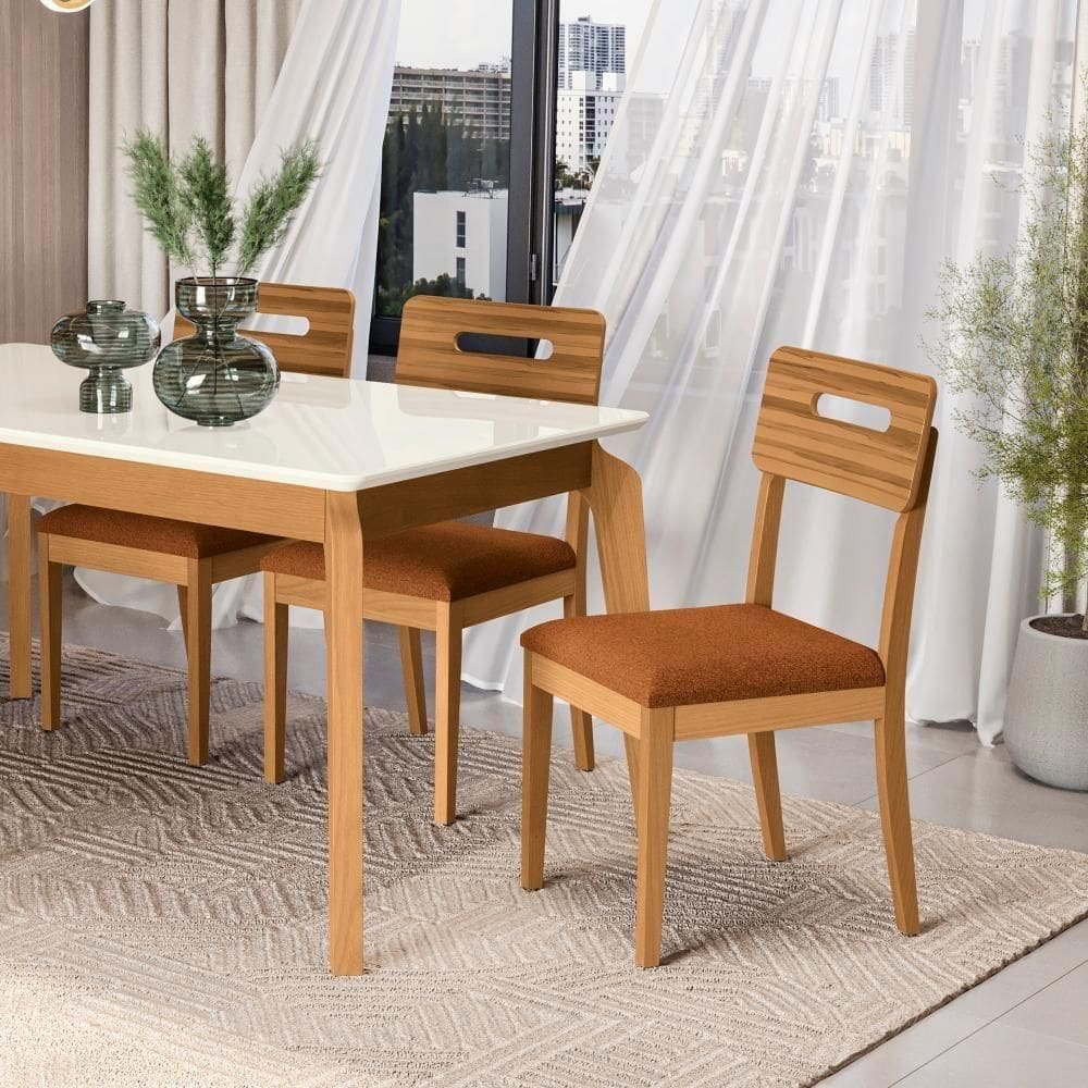 Par De Cadeiras Kappesberg Em Madeira Maciça Lila Boucle Terracota