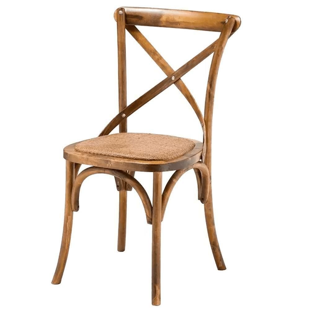 Kit 2 Cadeiras Empilhavel Paris Katrina Cross Fratini Madeira Bétula Natural Assento Em Rattan Natural