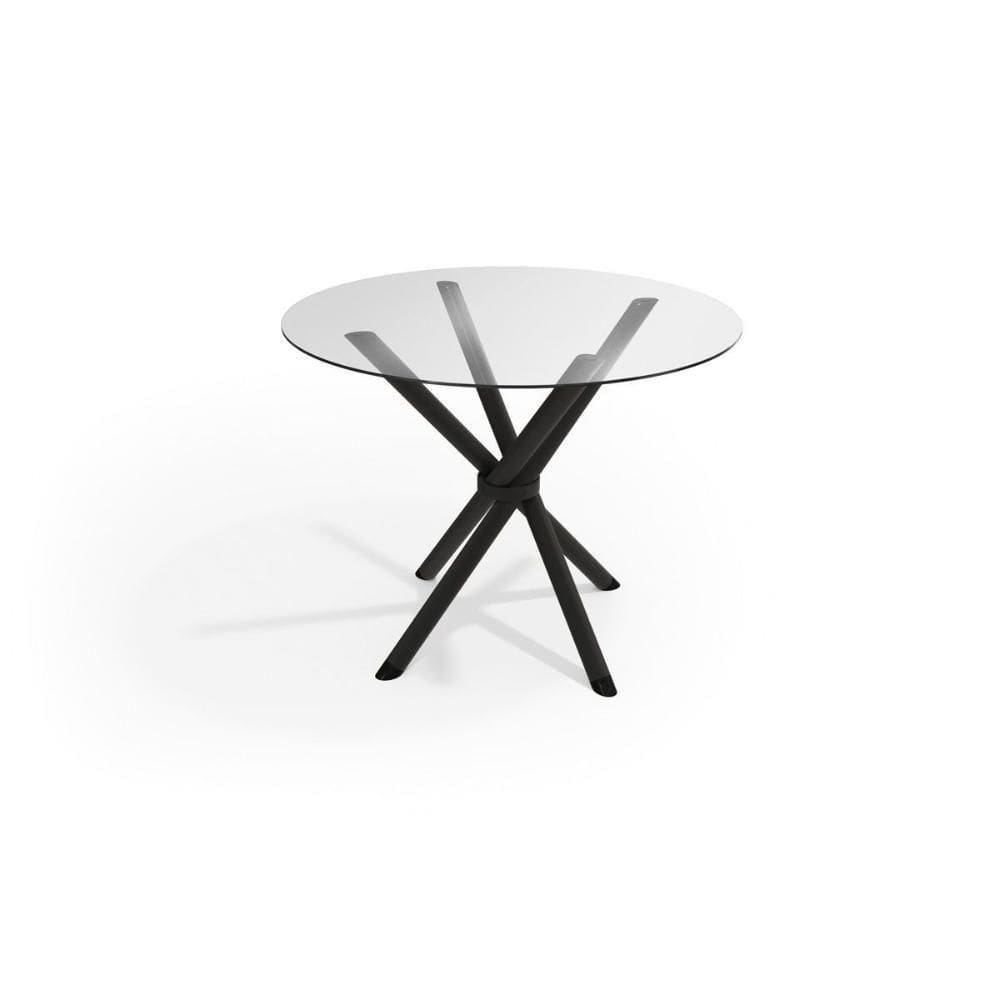 Mesa De Sala Jantar Volga C/ Tampo De Vidro Redondo 95cm Preto - Kappesberg