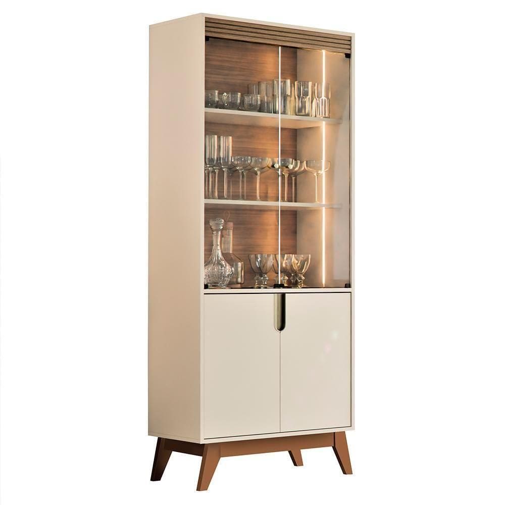 Cristaleira Paraty 4 Portas Off White-amêndoa - Mobler Off White-amêndoa