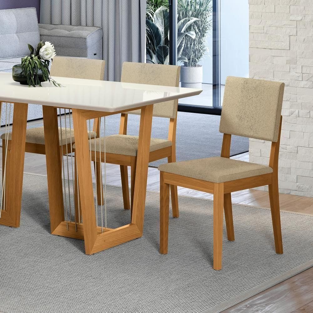 Par De Cadeiras Kappesberg Em Madeira Maciça Dora Boucle Bege