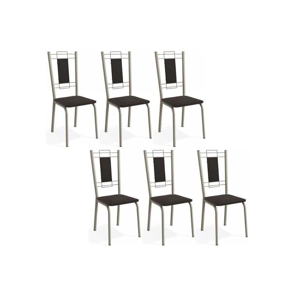 Kit 6 Cadeiras De Cozinha Florença 2c005nk Aço 6 Un Niquel Preto