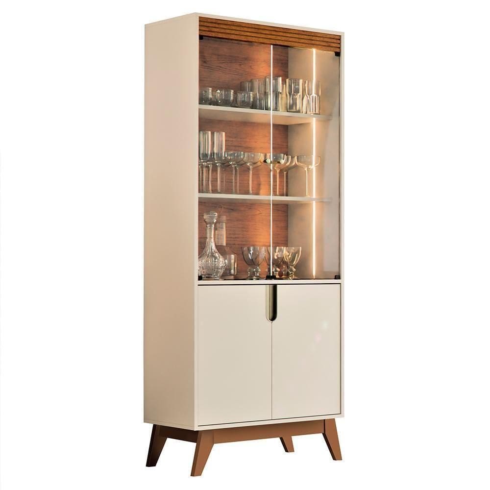 Cristaleira Paraty 4 Portas Off White-canela - Mobler Off White-canela