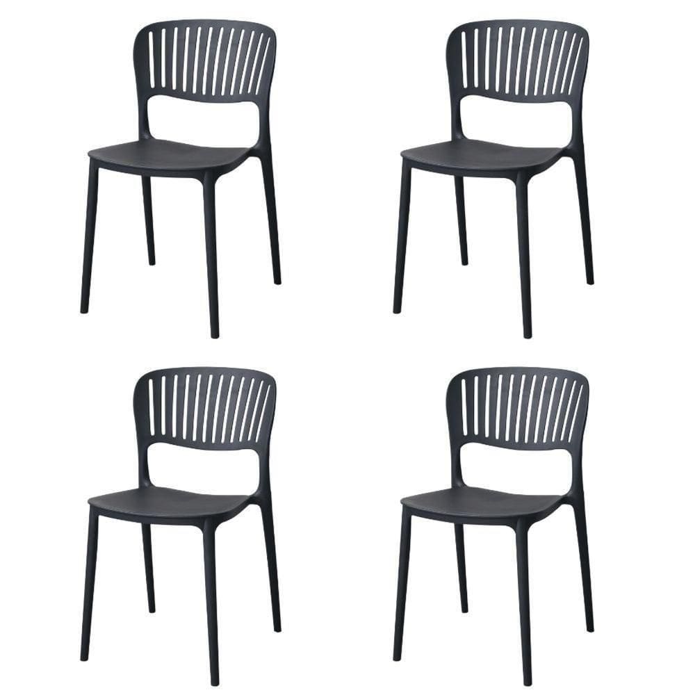 Kit 4 Cadeiras Empilhável Inmetro Havana Fratini Polipropileno Preto Suporta 182kg