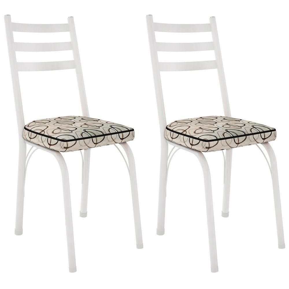 Kit 2 Cadeiras Para Cozinha Tubular D-13 Nara De Aço Branco/cedro