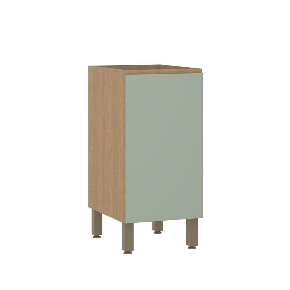 Balcão De Cozinha 40cm 1 Porta Sem Tampo Slim Luciane Móveis Freijó/verde Jade