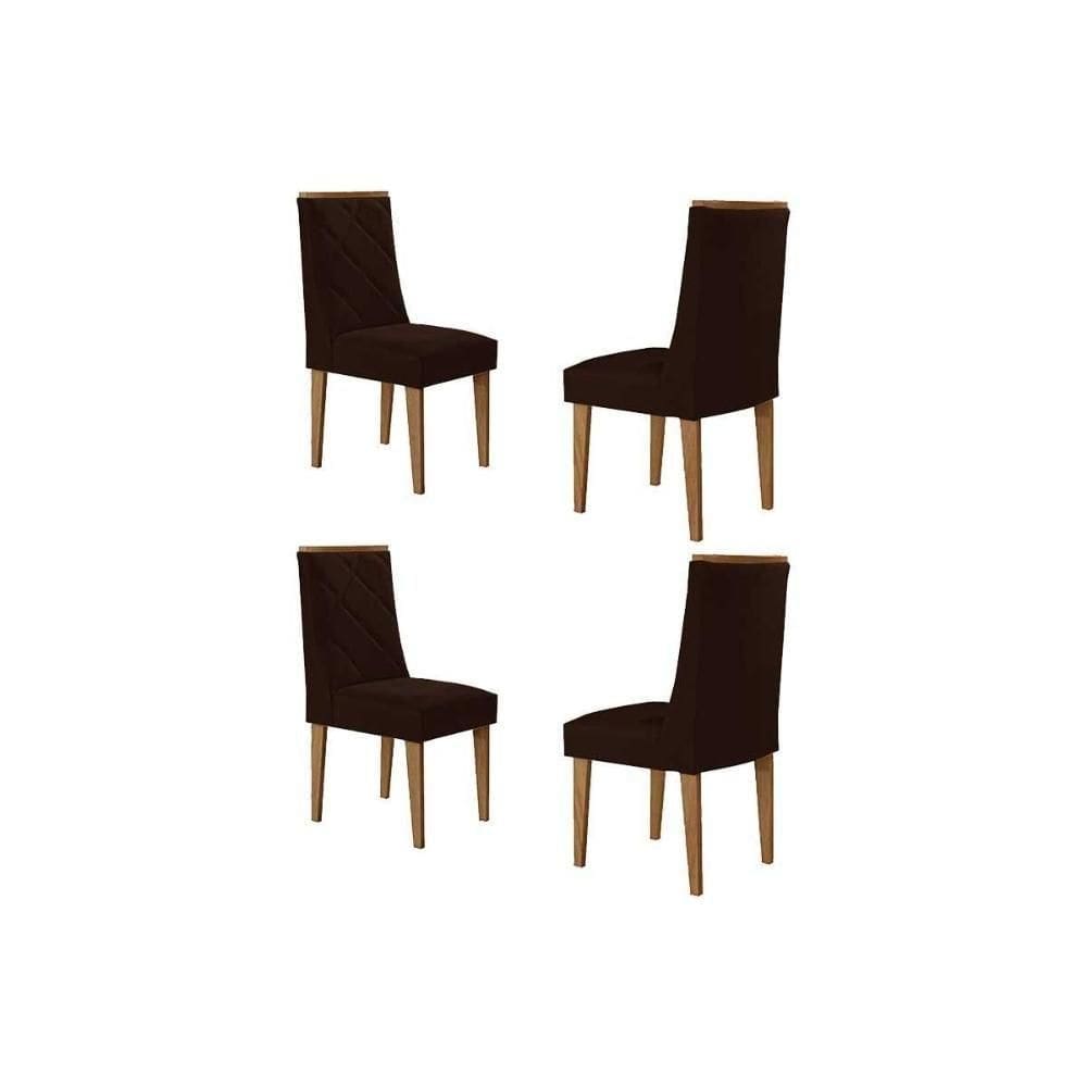 Cadeira Sala De Jantar Pietá Kit 4 Un Madeira Capuccino-suede Marrom - Rufato
