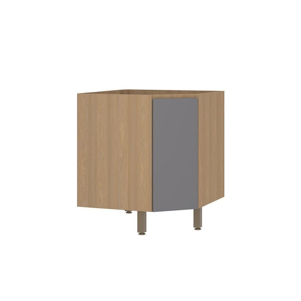 Balcão De Cozinha Canto Diagonal 74cm 1 Porta Sem Tampo Slim Freijó/cinza Puro