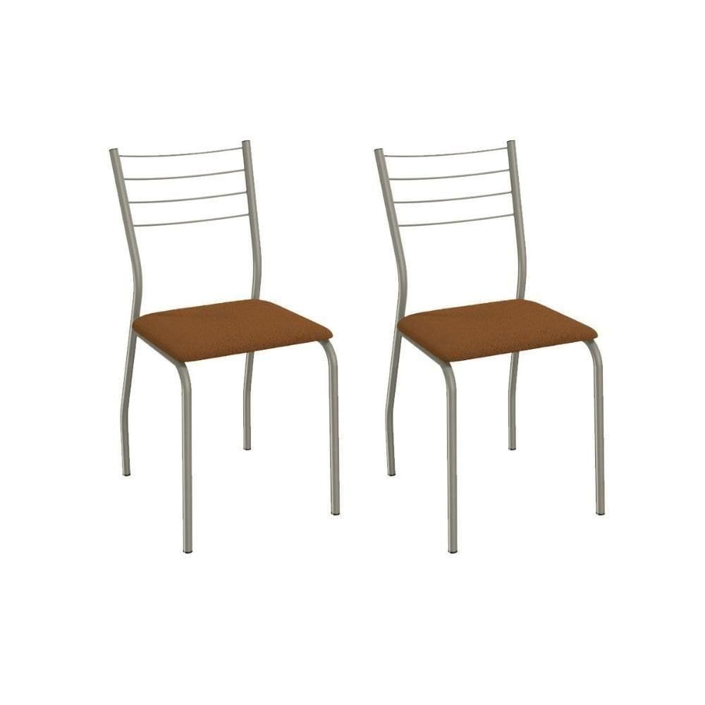 Cadeira Sala De Jantar Malta 2c140nk Aço Kit 2 Un Niquel/linho Escuro - Kappesberg