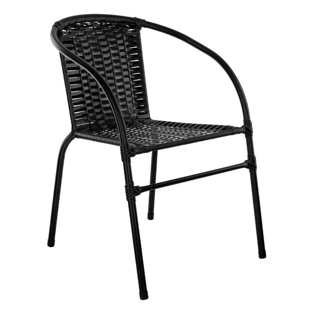 Cadeira De Área Externa Happy Hour De Aço E Fibra Sintética Preto