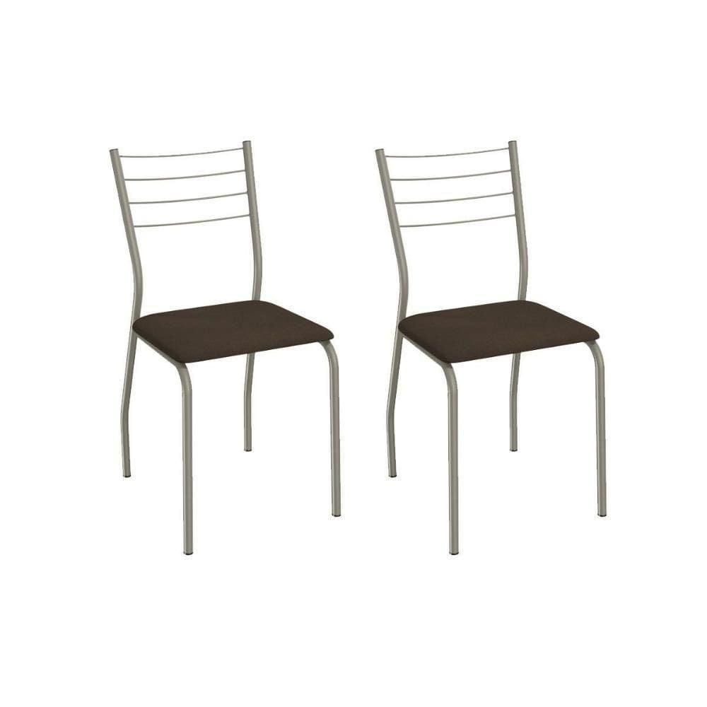 Cadeira Sala De Jantar Malta 2c140nk Aço Kit 2 Un Niquel/suede Cappuccino - Kappesberg