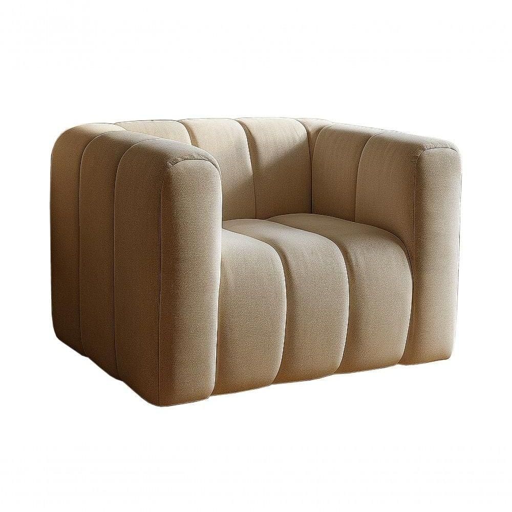 Poltrona Mona Decorativa Confortável Moderna Sala De Estar - Linho Marrom 150
