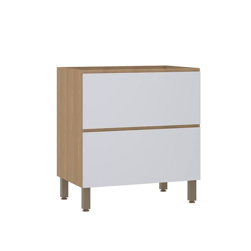 Balcão De Cozinha 80cm 1 Porta E 1 Gaveta Sem Tampo Slim Luc Freijó/cinza Cristal