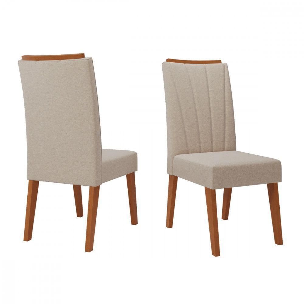 Kit 2 Cadeiras Safira Natural Tecido Linho Bronze Viero Linho Bronze