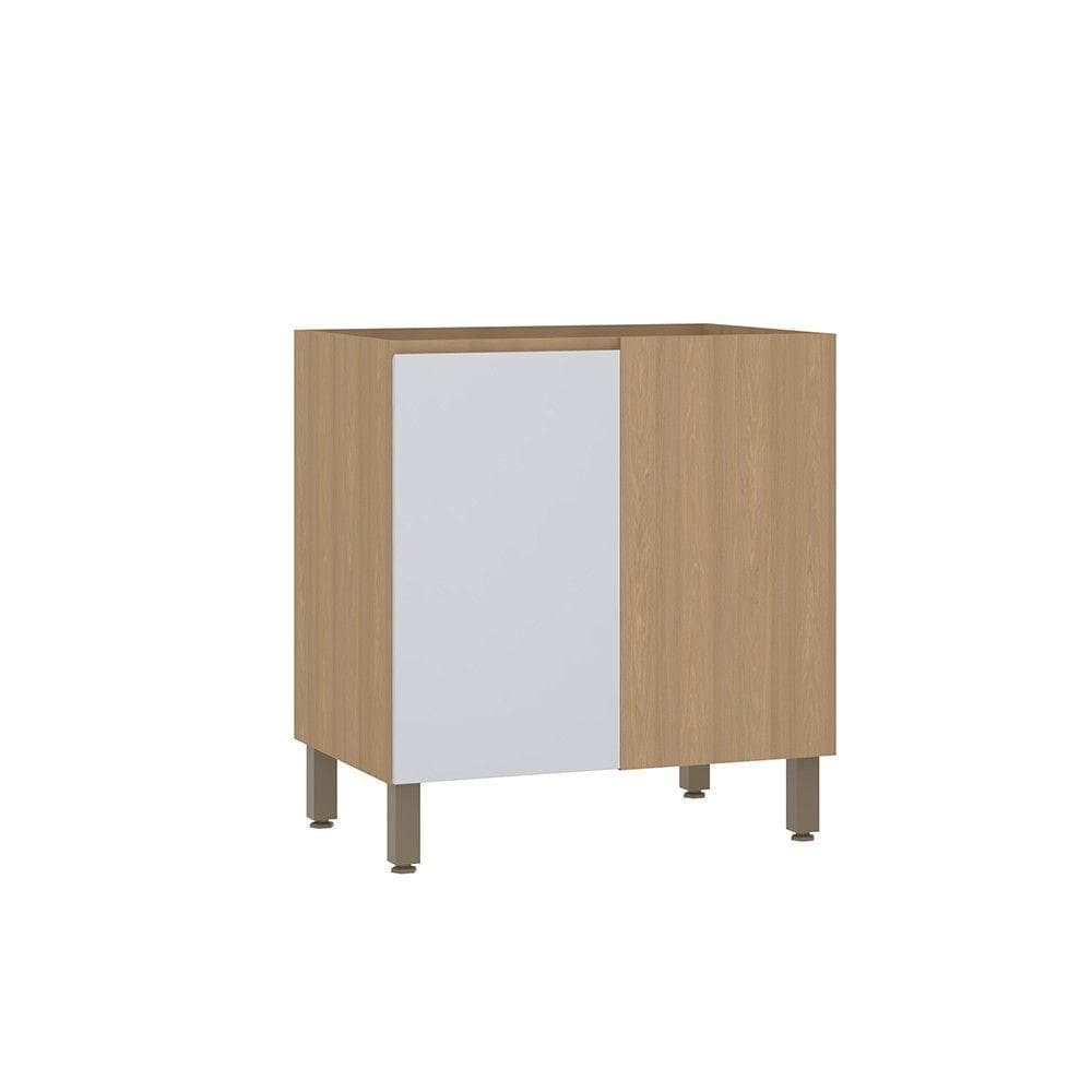 Balcão De Cozinha Canto Reto 80cm 1 Porta Sem Tampo Slim Luc Freijó/cinza Cristal