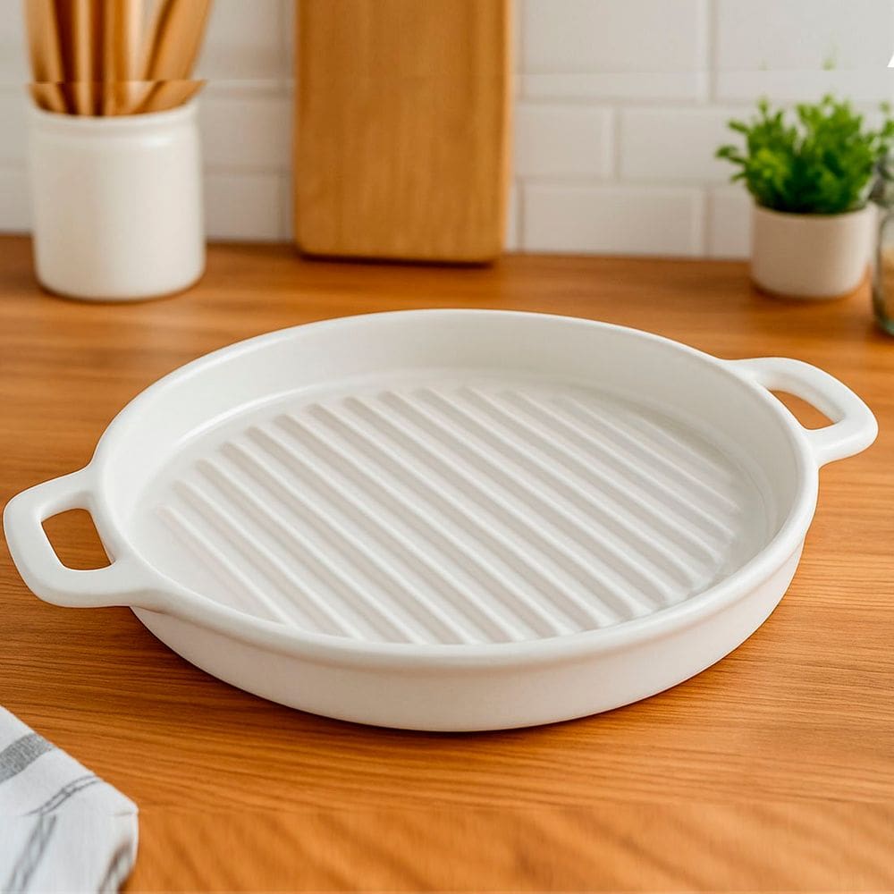 Travessa Redonda Assadeira Petisqueira Servir Cerâmica 22cm