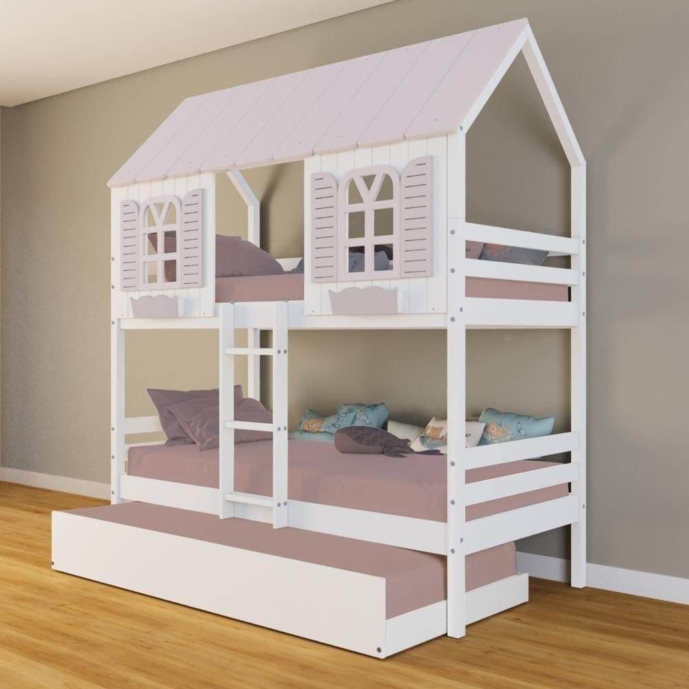 Treliche Casinha Bela - Madeira Maciça Branco/rosa