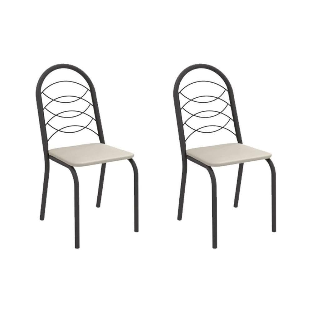 Cadeira Sala De Jantar Holanda 2c009prf Aço Kit 2 Un Preto/ano Bege - Kappesberg