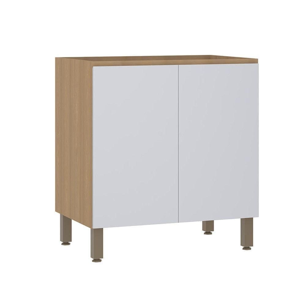 Balcão De Cozinha 80cm 2 Portas Sem Tampo Slim Luciane Móvei Freijó/cinza Cristal