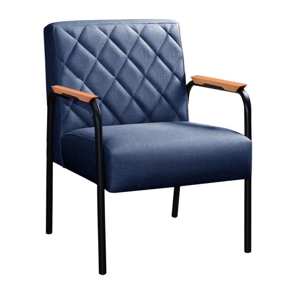 Poltrona Ludmilla Cadeira Decorativa Sala Recepção Escritório - Linho Azul 330