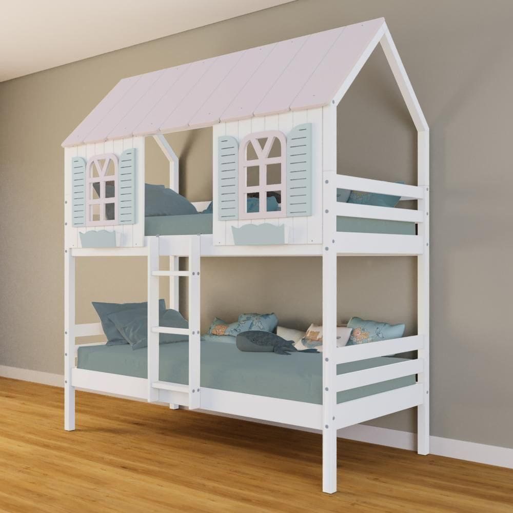 Beliche Casinha Bela - Madeira Maciça Branco/rosa/verde