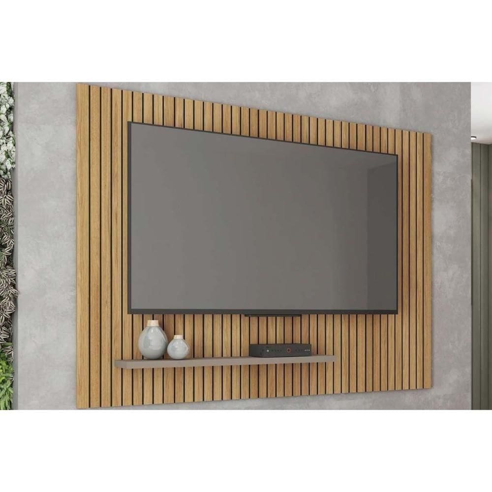 Rack Bancada C/ Painel P/ Tv Até 70 Pol Aegon 180x120cm Buriti/fendi - Caemmun