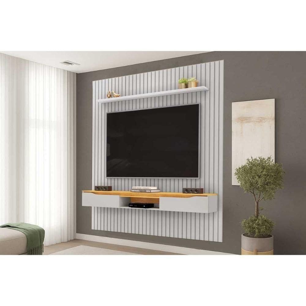 Painel Home P/ Tv Isac 223x240cm Bali/cedro - Dj Móveis
