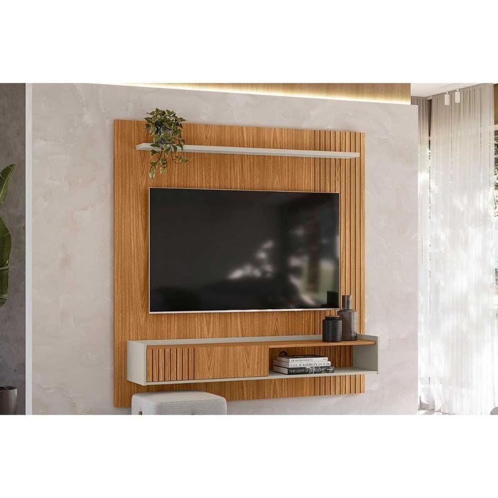 Home P/ Tv Até 65 Pol Dublin C/ 1 Porta E 1 Prateleira 160x160cm Nature/off White - Linea