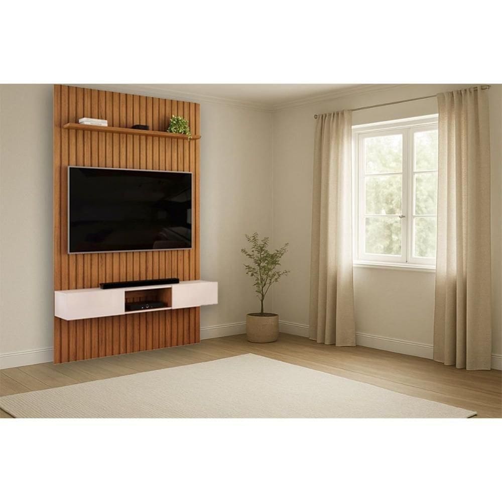 Home P/ Tv Trento 143x240cm Freijo/off White - Dj Móveis