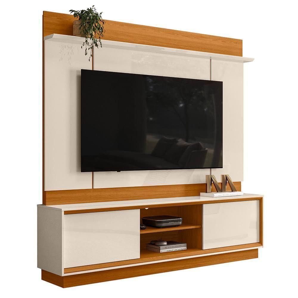 Estante Home Theater Siena Cinamomo/off White Para Tv Até 75” - Madetec Cinamomo/off White