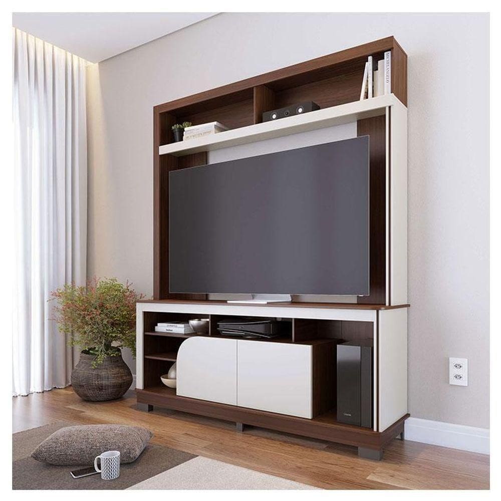 Estante Home Theater Ambiente Belaya Nogueira Real Off White Matte - Colibri